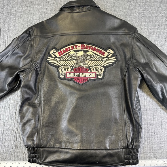 HARLEY DAVIDSON MENS M LEATHER BOMBER JACKET EST 1903 EAGLE EMBLEM